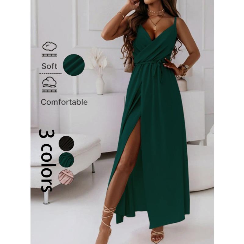 

Женское весенне-летнее элегантное вечернее платье с V-образным вырезом XL зелёный