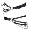 Women Waistband Party Belt Hip Hop Gothic Chain Rivet Multi Straps Decorative Waist Strap Faux Leather Punk Pants Matching Clothes Accessory Club