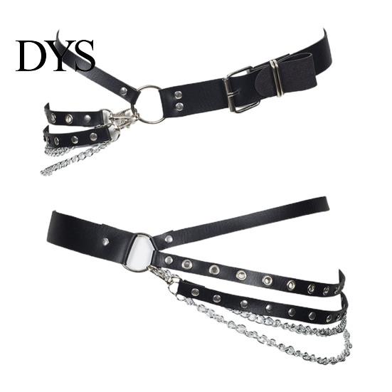 Women Waistband Party Belt Hip Hop Gothic Chain Rivet Multi Straps Decorative Waist Strap Faux Leather Punk Pants Matching Clothes Accessory Club