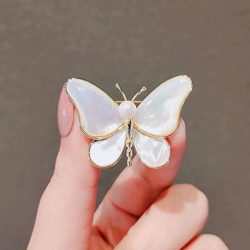 New Copy Shell Crystal Butterfly Brooches For Women Baroque Trendy Elegant Butterfly Brooch Pins Party Wedding Gifts
