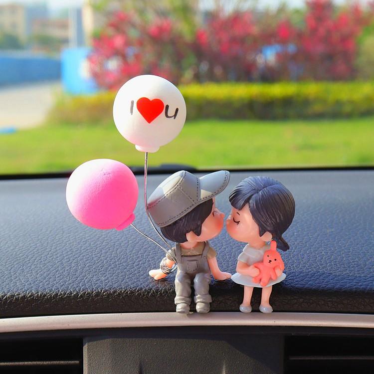 Car Decoration Cute Cartoon Couples Car Mirror Accessories Action Figure Figurines Balloon Ornament Auto Interior Dashboard Gift
