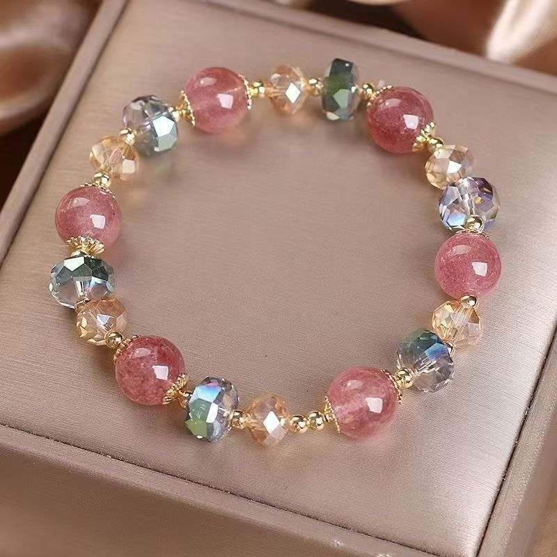 Color Girl Light Luxury New Glazed Imitation Strawberry Crystal Bracelet Beaded Bracelet Women Mori Simple Fashion Bracelet