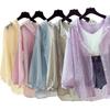 Summer Sunscreen Shirt Elegant Perspective Thin Chiffon Blouse Korean Harajuku See Through Loose Top Casual Women's Shirt
