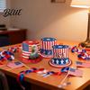 Fourth of July for 4th Flag Hat Top Hat American Uncle Costume July USA Red White Blue Patriotic Party