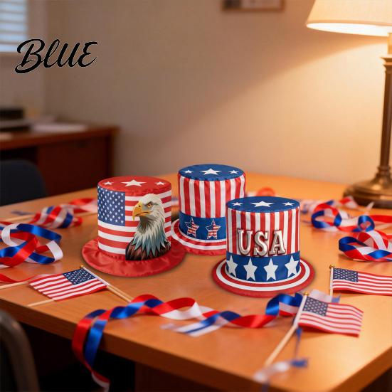 Fourth of July for 4th Flag Hat Top Hat American Uncle Costume July USA Red White Blue Patriotic Party