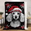 Poodle Santa Hat Christmas Blanket bedroom Blanket for Livingroom Couch lunch break Soft throw for Friend's festival Gift
