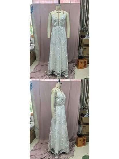 European and American Women's Puffy Lace Wedding Gown - Sexy White Strappy Bridesmaid Dress