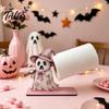 Decorative Paper Towel Rack Halloween Black Cat/Ghost Roll Holder, Wooden Vertical Stand, Stand Napkin Holder for Kitchen Table And Holiday