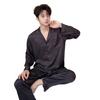 New men's pajamas spring and autumn ice silk long-sleeved trousers set high-end satin simulation silk loungewear can be worn outside