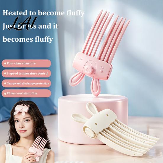 Hair Volume Tool 1/2Pcs Heated Clip Cordless Root Lifter Comb with 2 Fluffy Styler Heat Settings USB Rechargeable Volumizing Clip for Fine