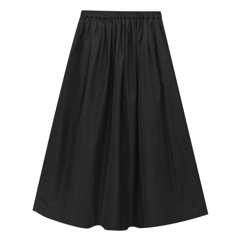 

Minimalist autumn Korean high-end sense loose a-word elastic waist medium length skirt women L