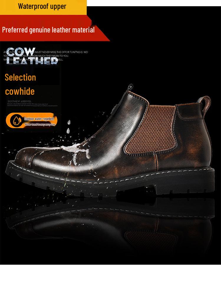 Men's Trendy Martin Boots: Versatile Retro Chelsea Leather Work Shoes in British Style