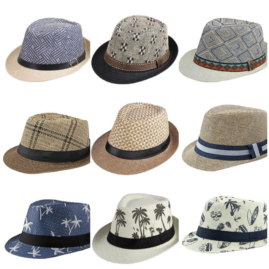 2025 New Korean Trendy Sun Hats British Top Hat Women's Men's Grometric Straw Hat Belt Jazz Hats Couple Beach Hat Fedoras Cap