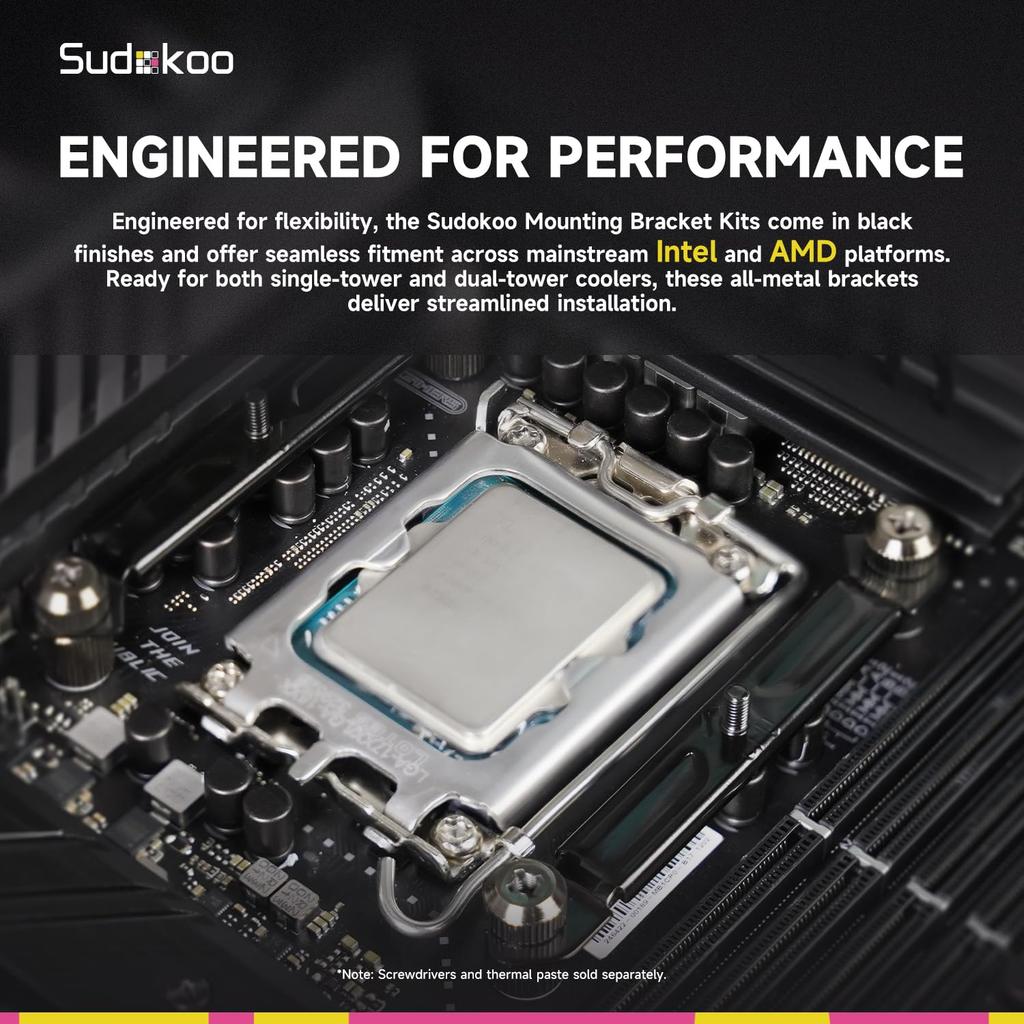 Sudokoo CPU Cooler Bracket for SK700 Series: Compatible with AM4AM5Intel LGA 185117001200115X - Air Cooler Mounting Bracket Kit - Anti-Warp Cooler