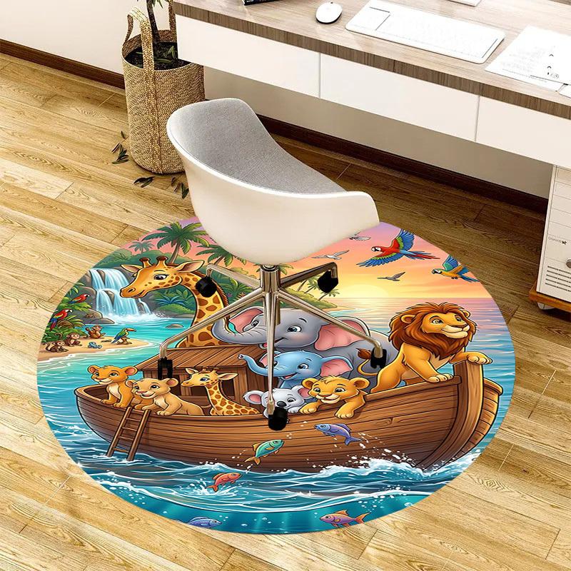 1PC Boat Animal Non-Slip Floor Round carpet, Office, family, bedroom, Large Area Rug Indoor Rugs,  Durable PolyesterH0352