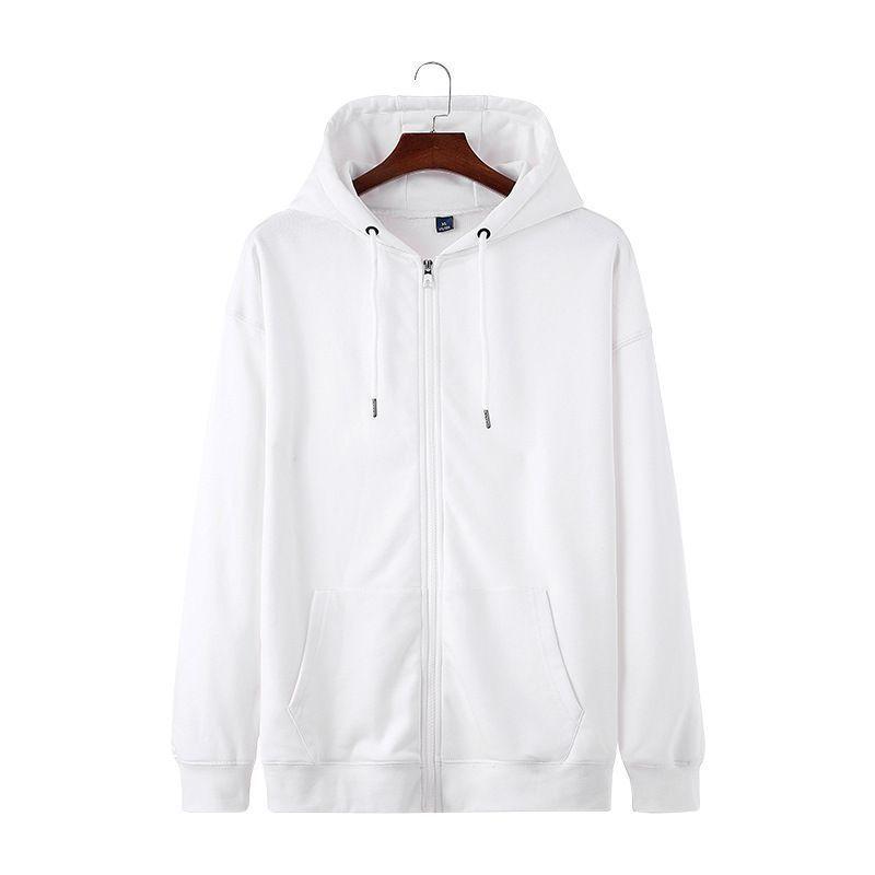 Burgundy Hooded Sweatshirt Spring and Autumn Men and Women Solid Color Zipper Cardigan Retro Top Men