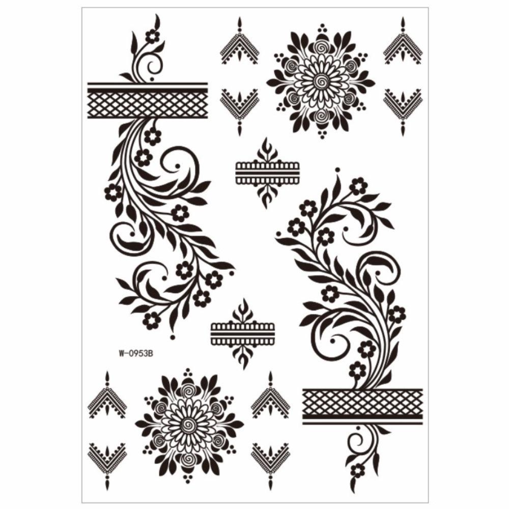 

Lace Fake Tattoo Henna Tattoo Stickers Legs Arm Body Art Sticker Temporary Tattoo India Mehndi W 0953B