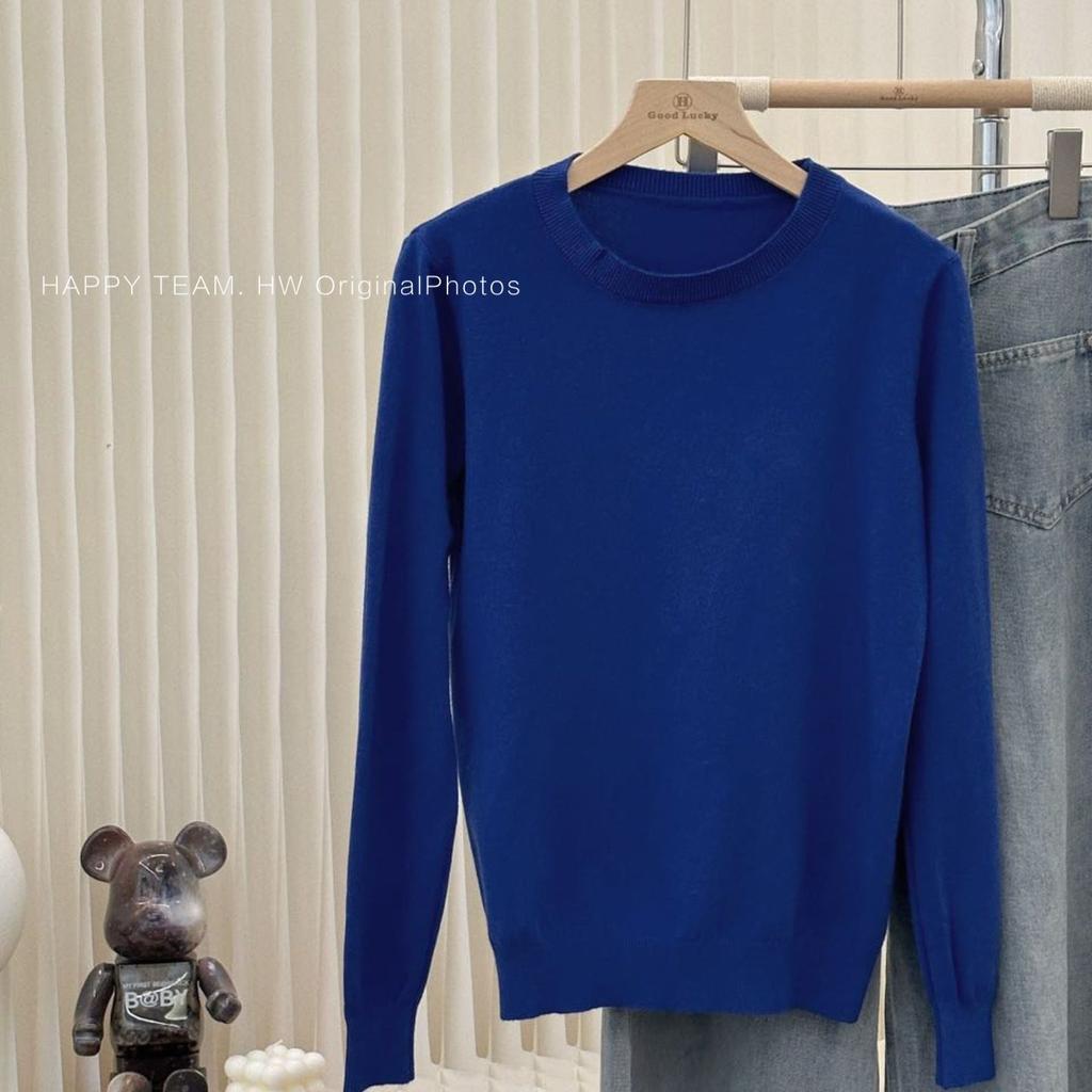 Ladies' Round-neck Pullover Slim Solid Color Sweater Versatile Long-sleeved Casual Knitted Sweater