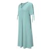 Women's Fashion Casual Color Round Neck Button Off Shoulder Short Sleeve Pocket Dress