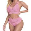 European & American Sexy Mesh Lingerie Set with Crisscross Straps - Two-Piece See-through