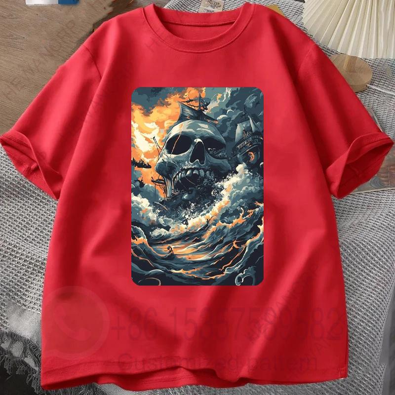 Pirate Horror TShirt Mens Tracksuit Round Neck Short Sleeves Casual Cotton Pullover Sweatwicking Breathable Sportswear