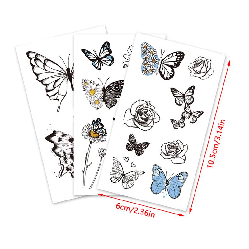 Butterfly Nightglow ajutise tätoveeringuga naiste kehakunstiga maalimise käe tätoveeringu kleebis