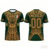 Mexican National Football Team Jersey, Featuring an Aztec Jaguar Print, Family-sized, Suitable for Training and Fitness.