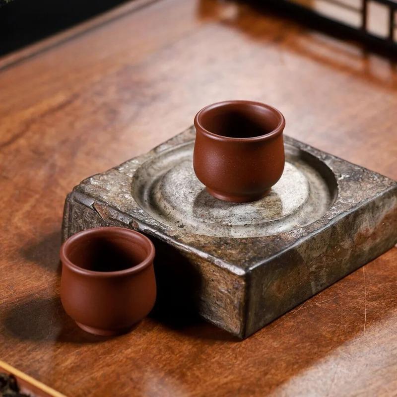 2 Pcs/set 60ML Authentic Yixing Purple Clay Teacup Handmade Meditation Cup Travel Tea Bowl Pu'er Master Tea Cup Chinese Tea Set