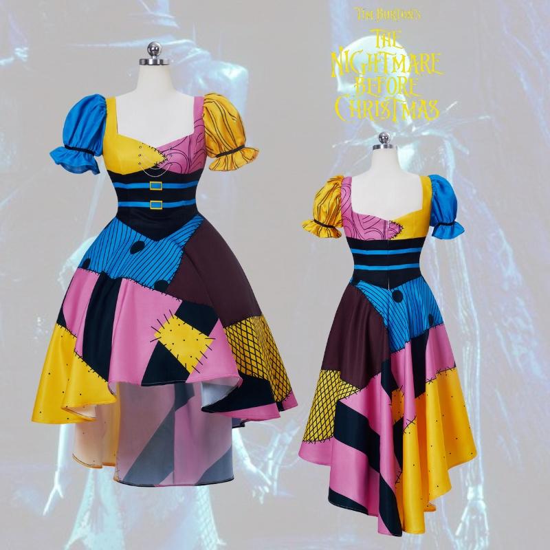Christmas Nightmare Cosplay Costume Sally Skellington Anime Outfit For Halloween