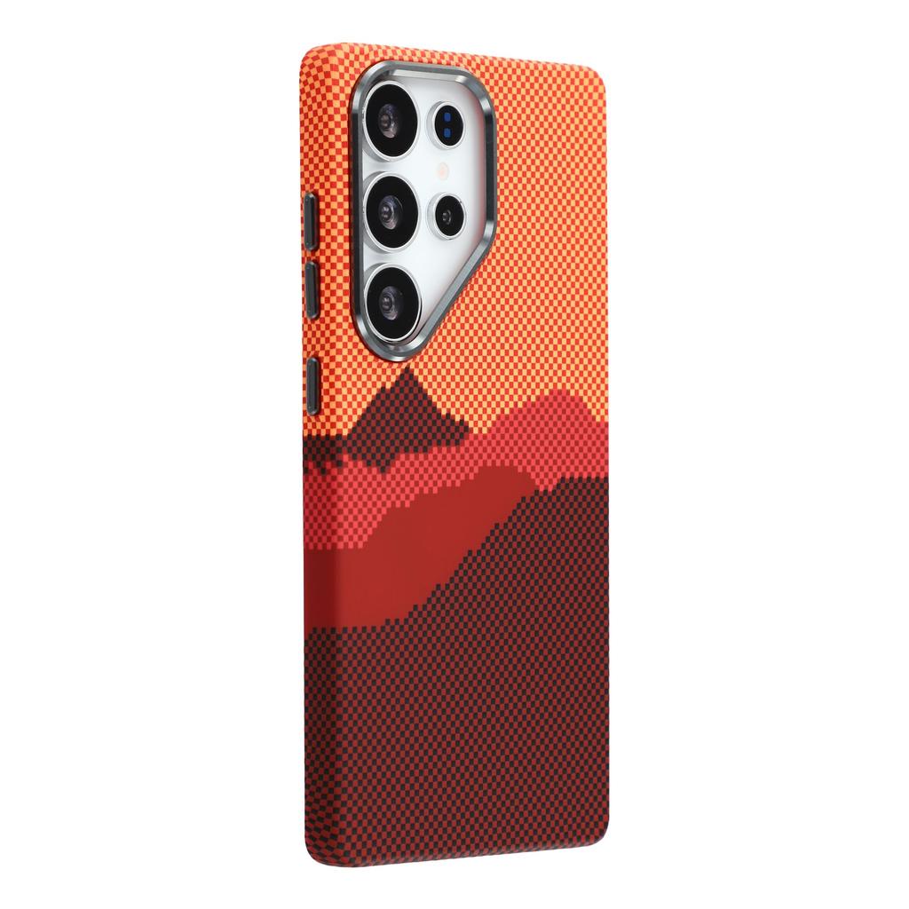 For Samsung Galaxy S25 Ultra Magnetic Case Water Transfer Printing Metal Frame PC Phone Back Cover