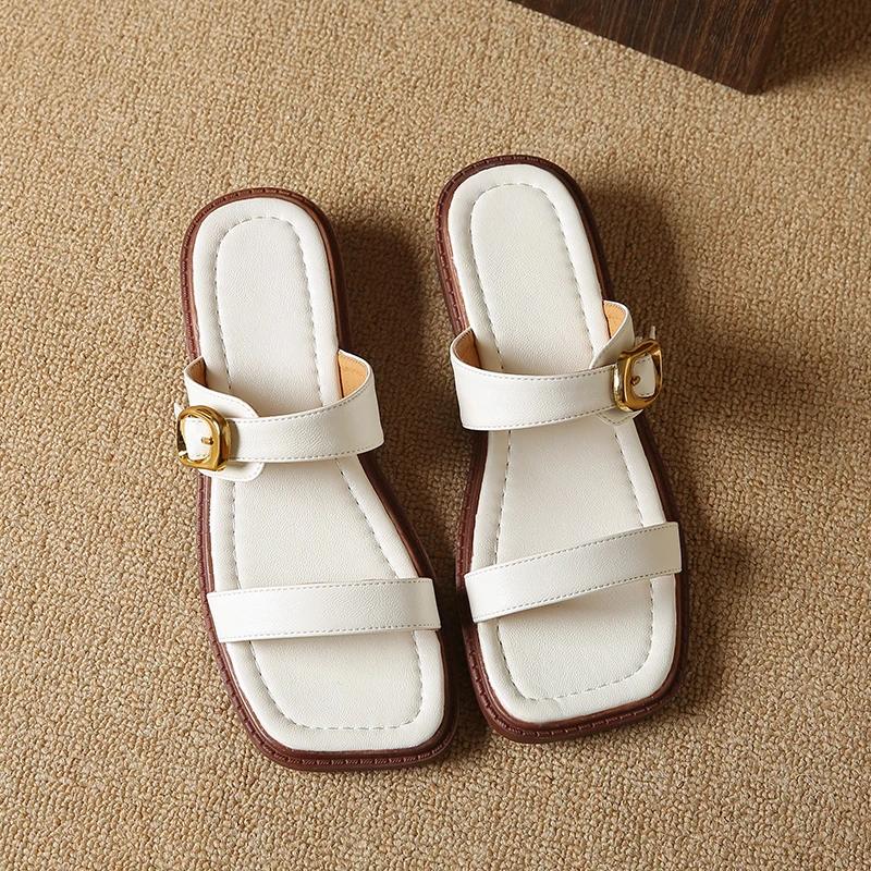 Fashion Women Slipper Woman Summer Flat Heel Roman Shoes Low Heels Sandals Footwear 2025 Women's Gladiator Open Toe Beach Ladies