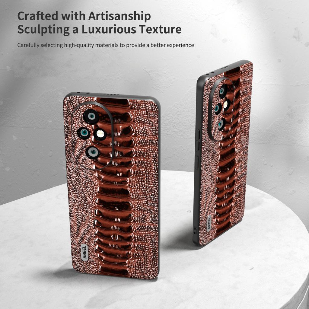 For Honor 200 Pro 5G Case Crocodile Texture Genuine Cow Leather+TPU+PC Phone Cover