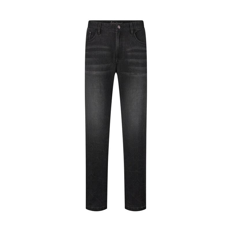 Qipai Men's Jacquard Denim Stretch Straight-Leg Jeans