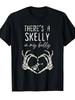 Funny Skeleton There's Skelly In My Belly Pregnant Halloween T-ShirtSame Style for Men and Women 202