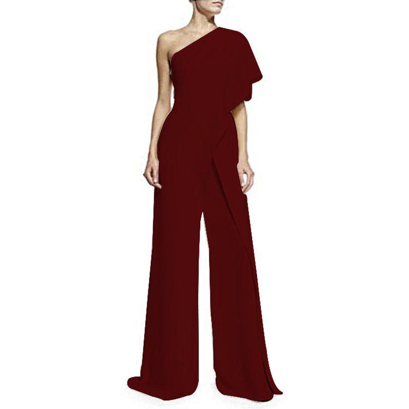 2022 European and American Leisure Sexy Sleeveless Sloping Shoulder Jumpsuit Casual One Shoulder Jumpsuit
