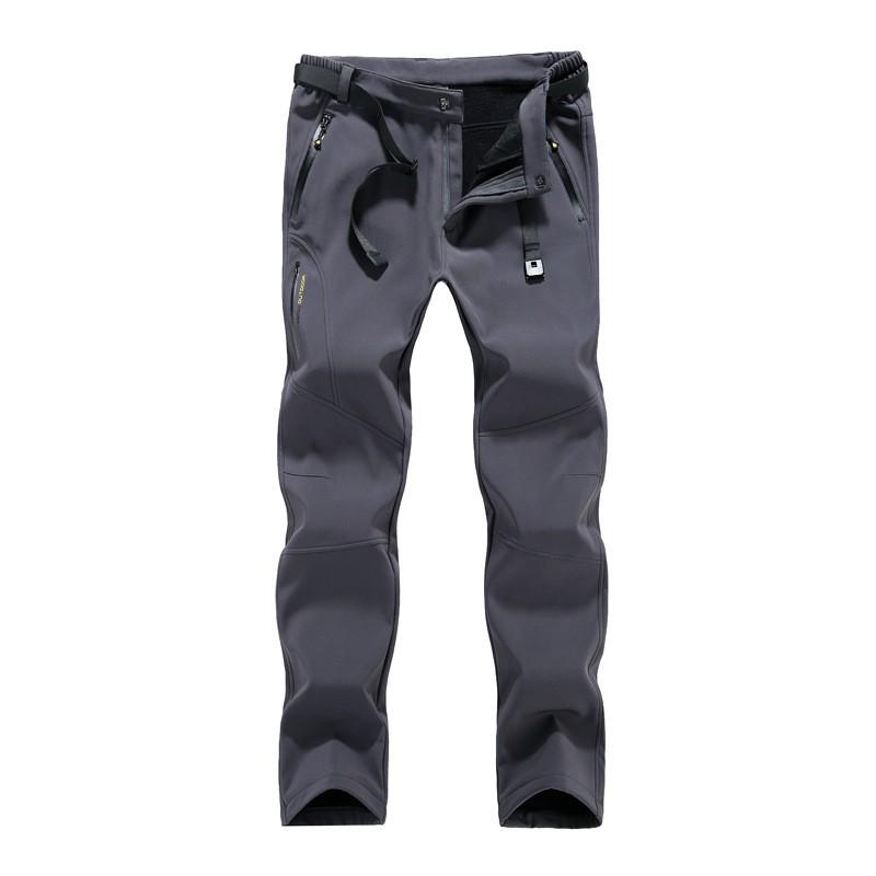 Mens Womens Winter Fleece-Lined Softshell Pants Windproof Thermal Hiking Skiing Outdoor Trousers