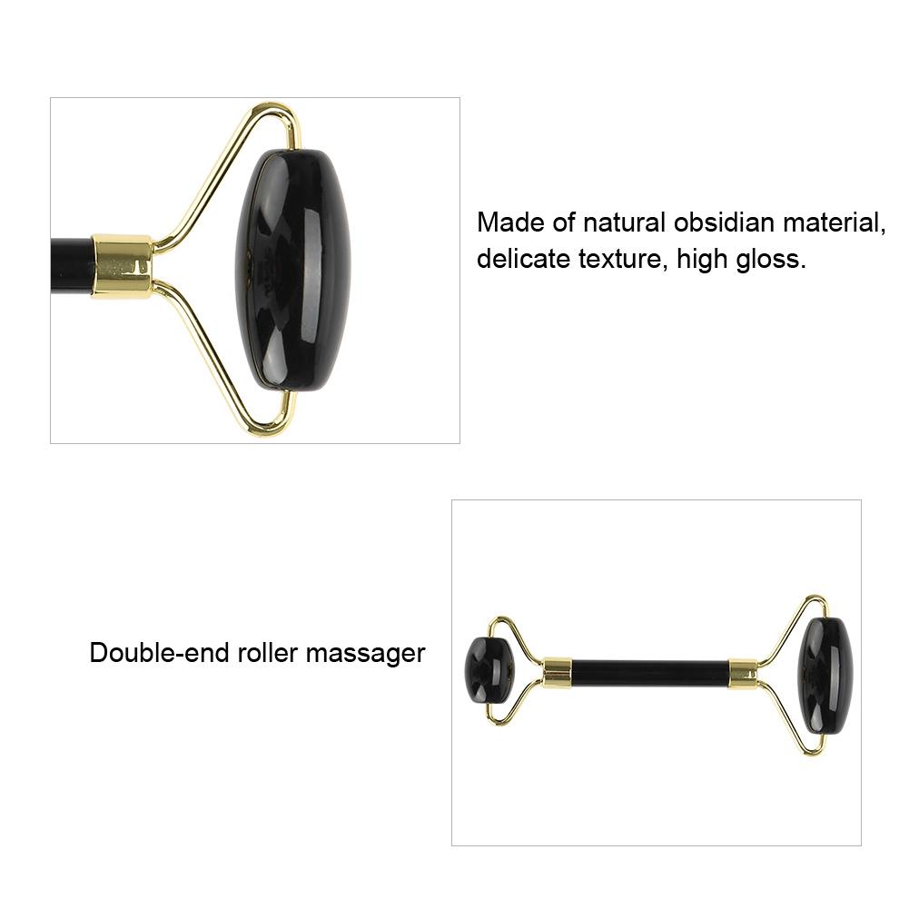 2pcs Set Natural Obsidian Double End Roller Massage & Scraping Board Kit Massage Gift Tool