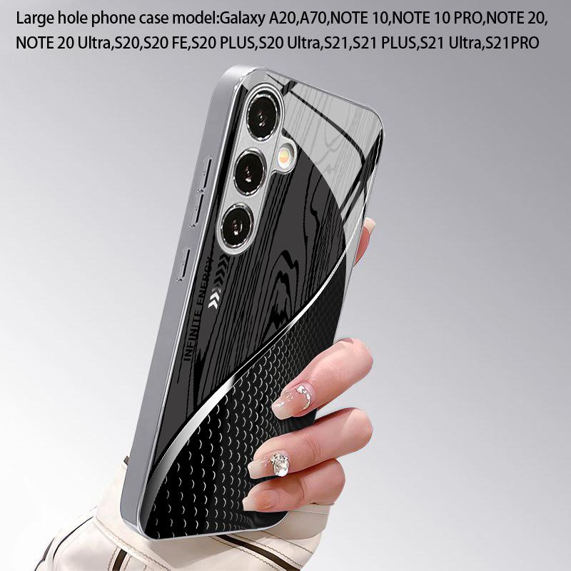 Gray Geometric Pattern 2D Phone Case for Samsung S26 S25 S24 S23 S22 S21 S20 A56 A36 A16 - Electroplated Glass Protective Cover