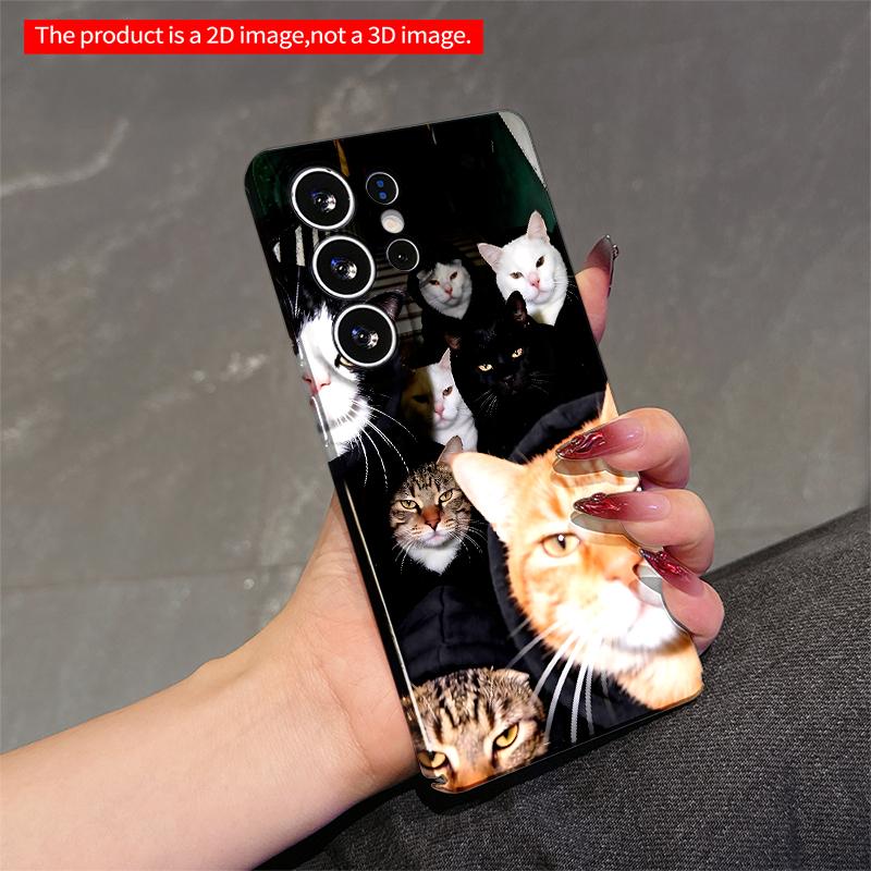 2DFlat Samsung Phone Case Cats In Hoodies Selfie Group Applicable To Galaxy S22 S23 S24 S25ULTRA S26 A12 A13 A14 A15 A16