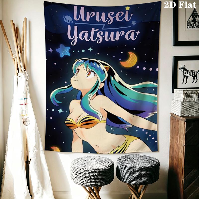 Urusei Yatsura Wall Tapestry Aesthetic Wall Hanging Printed Fabric Blanket Decorative Tapestries for Bedroom Living Room Home Decor