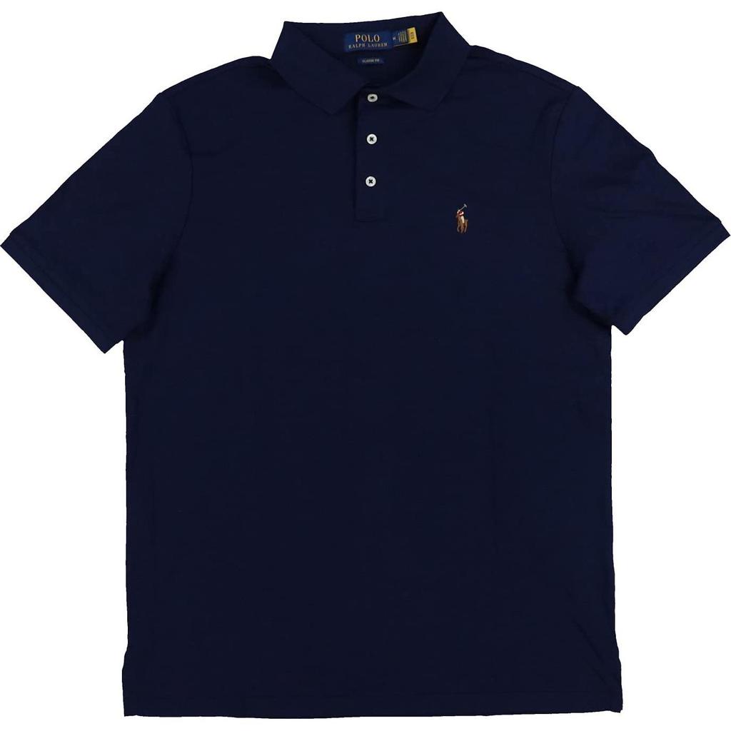 Polo Ralph Lauren Solid Logo Embroidered Slim Fit Short Sleeve Polo Shirt Men Tops Navy-Blue 710832748-006