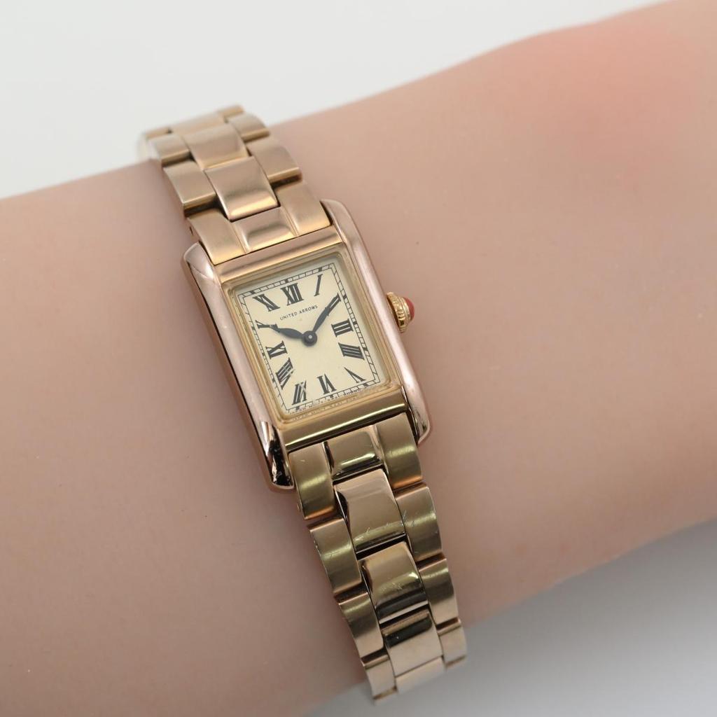 [Used] UNITED ARROWS Rectangle GOLD Tome Women's QUARTZ 5421-S058261