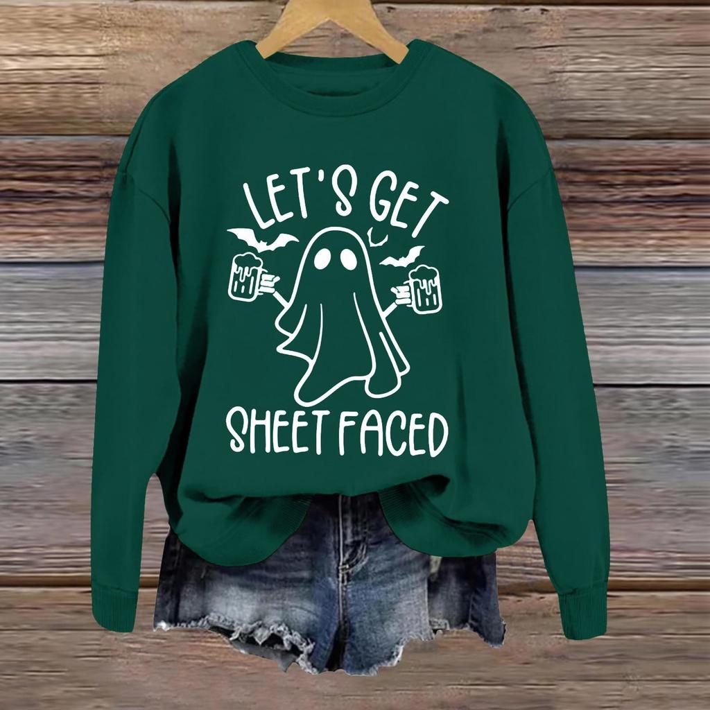 Halloween Sweatshirts For Women Cute Ghost Long Sleeve T Shirt Fashion Sweatshirt