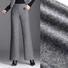 Women Autumn and Winter Straight Vintage Pants Elastic High Waist Casual Trousers