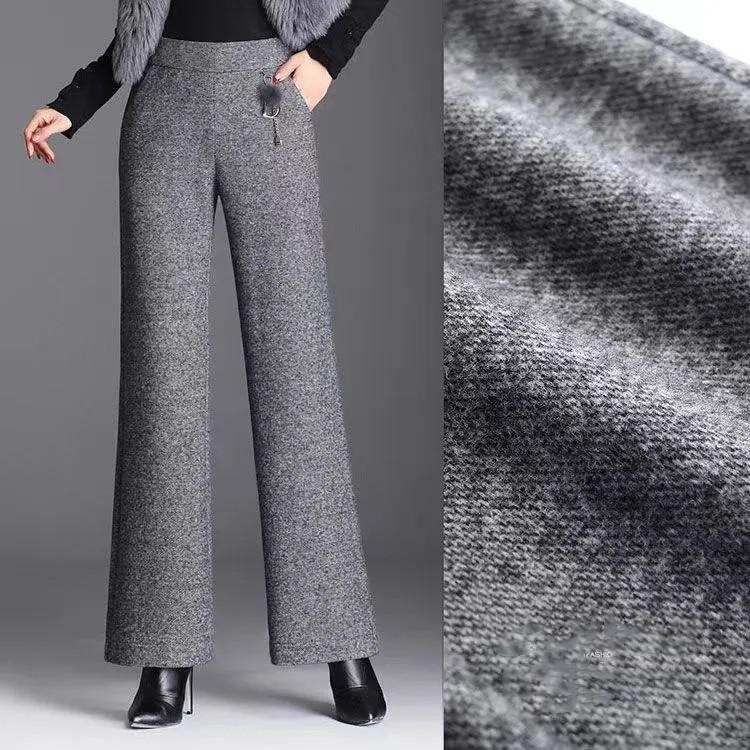 Women Autumn and Winter Straight Vintage Pants Elastic High Waist Casual Trousers