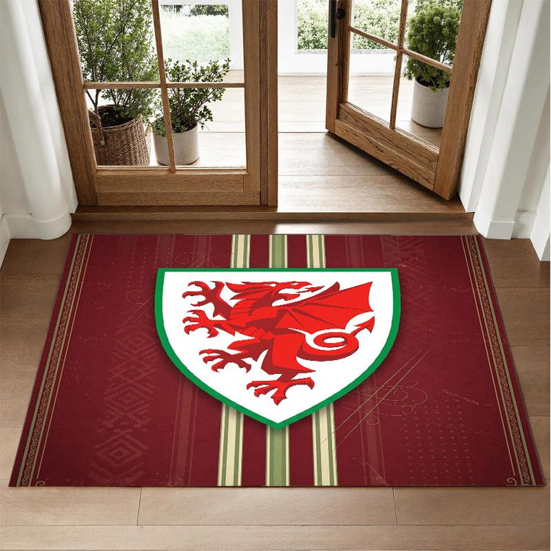 Wales Rugby Design Crystal Velvet Rug Soft Decorative Mat for Bedroom Entrance