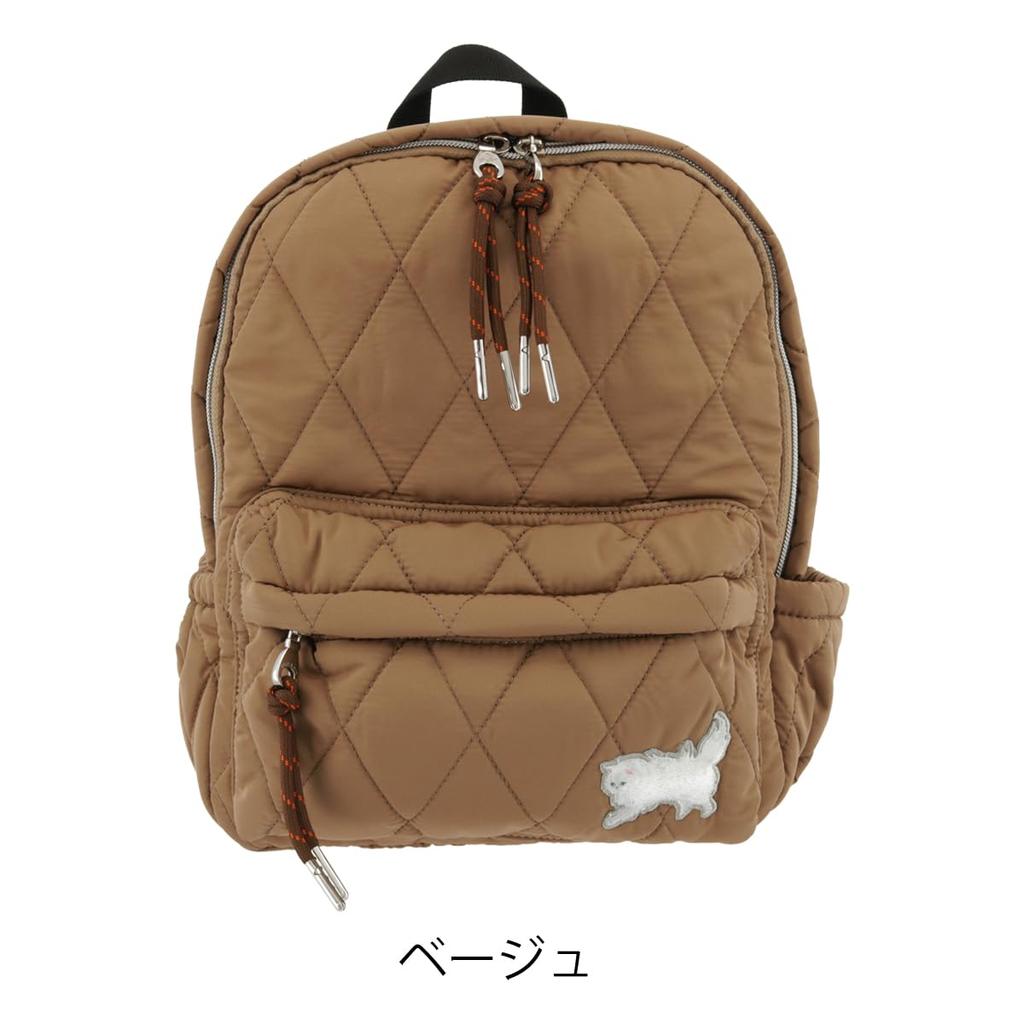 Paul Joe Accessories Quilted Backpack with Embroidered Cat Ivory & PJA-B1094 Design,