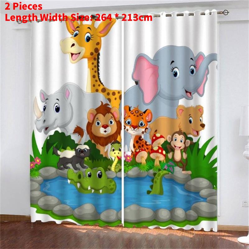 Zoo Curtain Forest Cartoon Children 3d Digital Printing Lightblocking Curtain