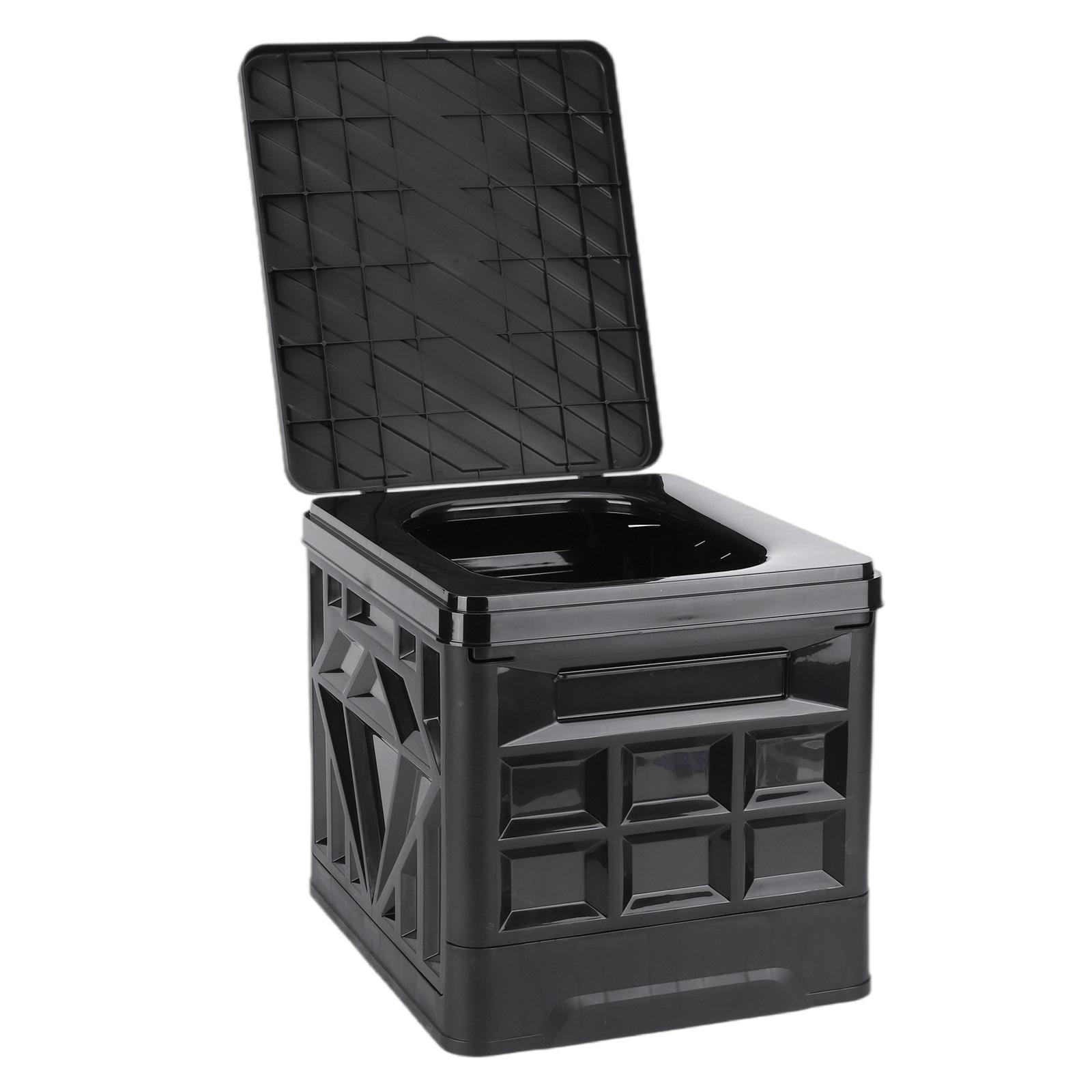 

Folding Camping Toilet for Adults & Kids Travel Toilet with Lid & Reusable for Camping Travel Outdoor Car RV & Emergency Use чёрный