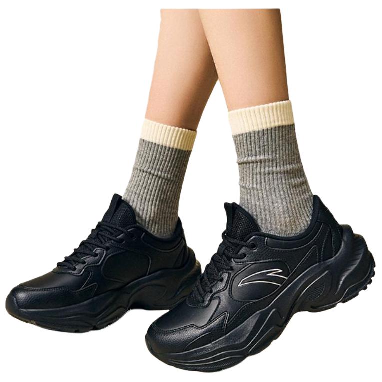 Anta Little Millennium Trendy Comfortable Wear-Resistant Breathable Height-Increasing Low-Top Casual Shoes Women sneaker Black 922538826-4